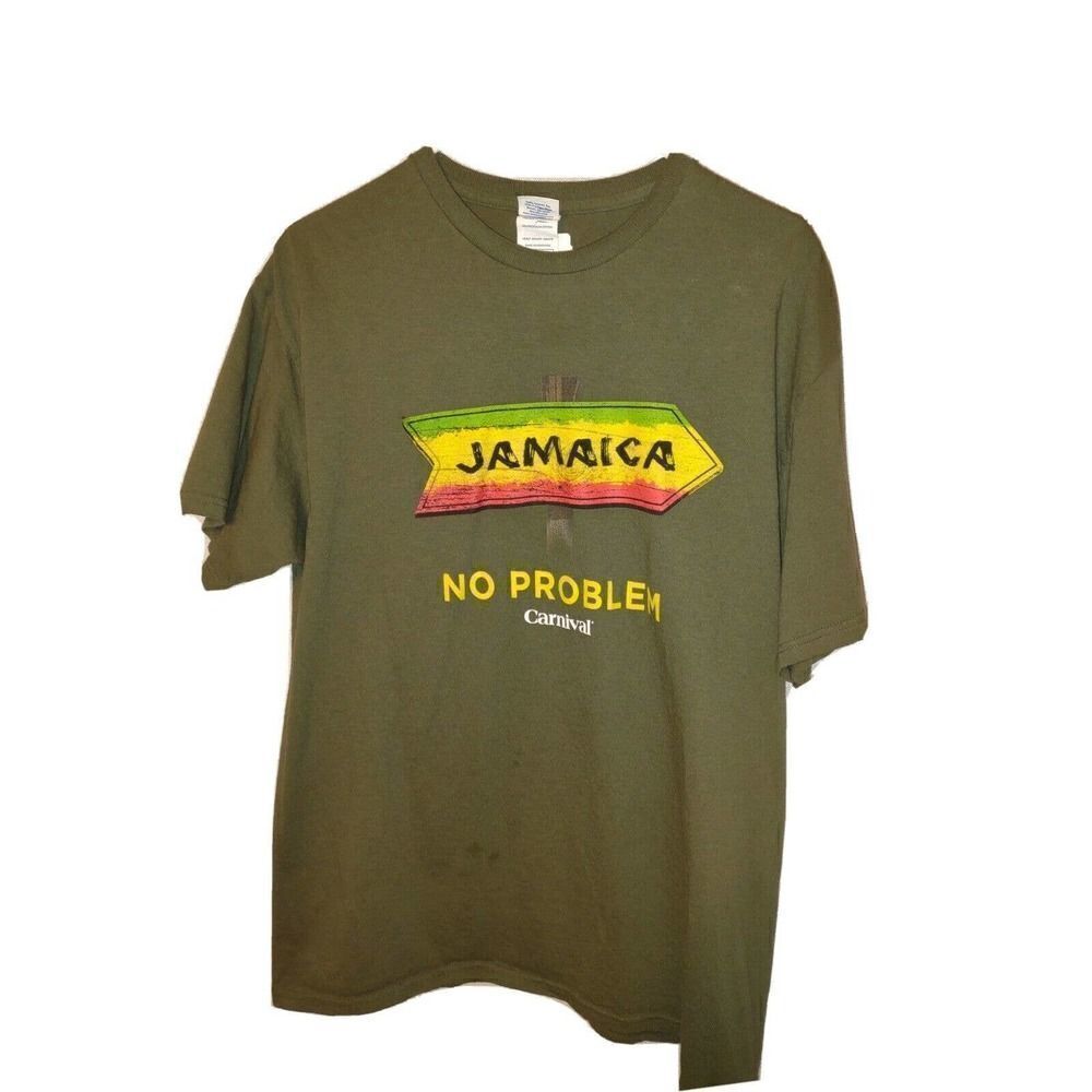 Jamaica No Problem Shirt Carnival Men's Large Green Flag Travel Caribbean Cruise